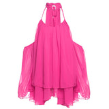 2025 Summer New Women's Hottie Sexy V-Neck Sling Loose Back Horn Sleeve Short Dress