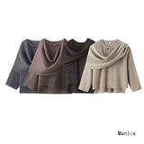 New Women's Fashion Soft Dress Round-Neck Long Sleeves Knitted Cardigan