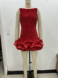 Mini Party Dress Women's Cascadal Short Dress 2025 Dress-Up Long Sleeves Of The Pool