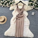 Women's Dress 2025 Summer Pure Desire Three-Dimensional Flowers Slimming Temperament Sling Knitted Hip Dress