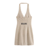 2025 Summer New Women's Decoration Bare Back Hanging Neck Sling Dress