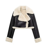 2025 New Autumn And Winter Double-Sided Locomotive Jacket Jacket Women's Short-Colored Zipper Top
