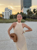Spring/Summer 2025 Women's New Sexy Sleeveless Knitted Tweed Long Dress