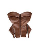 Vintage Locomotive Pure Hot Girl Breast Vest Autumn Zipper Short Design Sense Niche Beautiful Blouse Tide