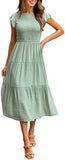 2025 Summer Hot Women's Clothing New To Take Flying Sleeves Pure Color Folding Short-Sleeved Dress Women