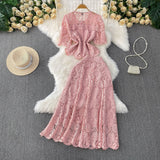 Famous Yuan Age Reduction Heavy Lace Embroidery Round Shirt Design Single Buckle Top Two Sets Of High-Rise Half-Dress