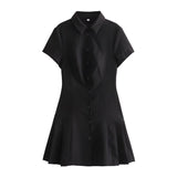 Spring 2025 Women's Shirt Style Mini Dress 3D Three-Dimensional Pattern Short Sleeve