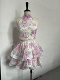 Spring 2025 New Women's Fashion Dress Sexy Bare Back Hanging Neck Repair Dress