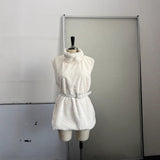 Spring/Summer 2025 New Fashion Sexy Pure Colored Navel Suede Suit Blouse Shorts Set