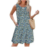 2025 Women's Casual Round Collar Foldless Pocket Dress