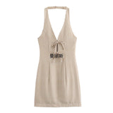 2025 Summer New Women's Decoration Bare Back Hanging Neck Sling Dress