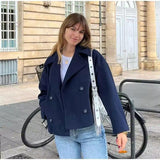 Ins Autumn New Women's Loose Version Of Double Buckle Temperament Commuting Hair, Short Coat Coat