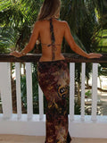 2025 Summer New Pure Hottie Seaside Hanging Neck Dress Sleeveless Waist Dress