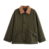 Autumn 2025 New Women's Retro Casual Clip Long-Sleeved Collage Splicing Buckle Jacket Jacket