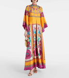 New Summer Printed Seven-Sleeve Collared Dress