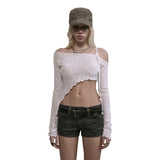 2025 Summer New Women's Clothing Sexy Pure Hot Babes Wind Inclined Irregular Design Short-Term Open-Enavel Top