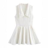 Wide Folds Lead Short Dress 2025 Summer Temperament Sleeveless Vest Style A-Word Repair Miniskirt