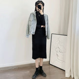 Autumn And Winter With Coat Sweater Dress Women Loose Fashion With Medium And Long Bottoming Over The Knee Knit Dress