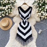 Travel Vacation Wearing Women's Dress Summer Retro Color Linguist Repair Slim Slimy Tuxed Dress
