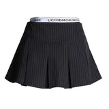 Spice Girls Black Fake Two Spliced Half-Body Skirt High-Waisted Stripe Short Skirt Short Skirt 100-Fold Skirt