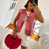 New Literary Retro Wearing Waist Vest Vest Printed Tie Cotton Vest