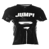 2025 Summer New Women's Clothing Blackpink Same Hot Girl Collar Letter Printing Slim Thin Top Woman