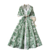 Cooled Wind High-End Dress 2025 New French Retro Elegant Lace Embroidery Waist Long Dress Dress