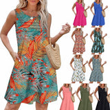 2025 Women's Casual Round Collar Foldless Pocket Dress