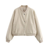 Women's Clothing 2025 Autumn And Winter New Women's Leisure Long-Sleeved Soft Short Bomber Jacket Jacket