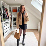 Women's Clothing 2025 New Women's Grip Velvet Zipper Jacket