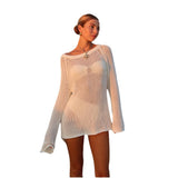Women's Clothing 2025 Spring New Seaside Vacation Sexy Simple Knitted Jersey Dress Dress Woman