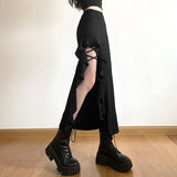 2025 Summer New Women's Solid Color Body Street Fashion High-Waisted Hip Open Skirt