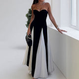 2025 Spring Women's Fashion Temperament Slings Bumping Color Short-Sleeved Loose Swing Dress
