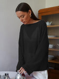 Slave Knitted Jersey 2025 Spring And Summer New Female Perspective Thin Round Collar Horn Sleeve Knit T-Shirt