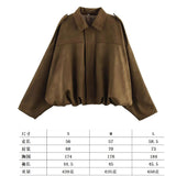 2025 Spring Pilot Jacket Bat Sleeve Zipper Loose Tuffen Jacket Women's Casual Jacket