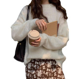 2025 New Ultra-Soft Special Grade Sheep Velvet Korean Version Of Loose Thin Solid Color Base Round Collar Knitted Sweater