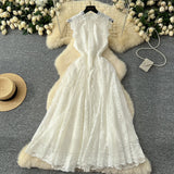 French Retro Romantic Atmosphere Feel Sleeveless Dress Women's Lace Mesh Design Super Fairy Temperament Long Dress