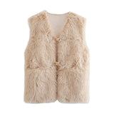 Women's Clothing 2025 New Fashion Faux Fur Warm Vest Vest