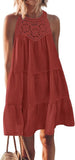 2025 Summer Sleeveless Dresses Casual Sleeveless A-Line Hierarchal Swing Vest Skirt Beach Vacation Mini