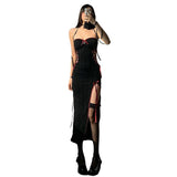 2025 Autumn Fashion Trend Women's New One-Word Shoulder Hanging Neck-Body Hip Strap Bump Dress