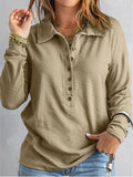 Solid Color Knitted Shirt Women's Single Buckle Collar Long Sleeves Loose Leisure Bottoming Top Autumn And Winter New