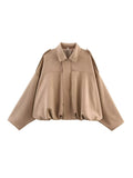 2025 Spring New Women's Fashion Army Green Velvet Effect Short Long Sleeve Epaulets Coat