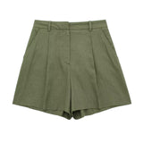 Women's 2025 Spring New Fashioned Colored Flax-Blend Vest + Shorts Set