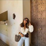 Z Early And Early Autumn New French Sweet V-Neck Thin Long-Sleeved Lotus Leaf Shirt Top 8544207