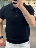 Short-Sleeved T-Shirt Men's Loose Niche Knit 2025 New Summer Personality Casual Simple Collar