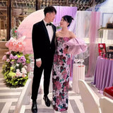 New Chinese Fishtail Evening Dress 2025 New Light Luxury Niche Morning Robe Toasting Bridal Purple Banquet Dress Dress Dress
