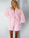 Autumn 2025 Women's Shirt T-Shirt T-Shirt Bubble Sleeve Temperament T-Shirt Shorts Commuting Casual Set