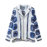 2025 Summer New Women's Loose Casual Printed Shirt Straight Trousers