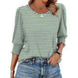 25 Color Women's Clothing 2025 Autumn Loose Leisure Printing Seven-Sleeve Round-Neck T-Shirt Top