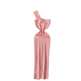 High-End Knitted Collar Dress Women's Summer Irregular Light Luxury Open Design Pure Hottie Dress